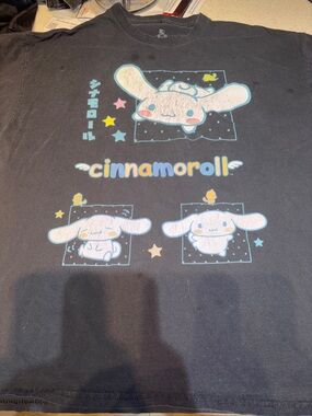 Sanrio Cinnamoroll Graphic Tee in Black with Pastel Accents